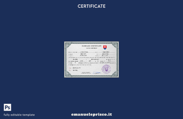 modello PSD di certificato di matrimonio slovacco in stile verificato